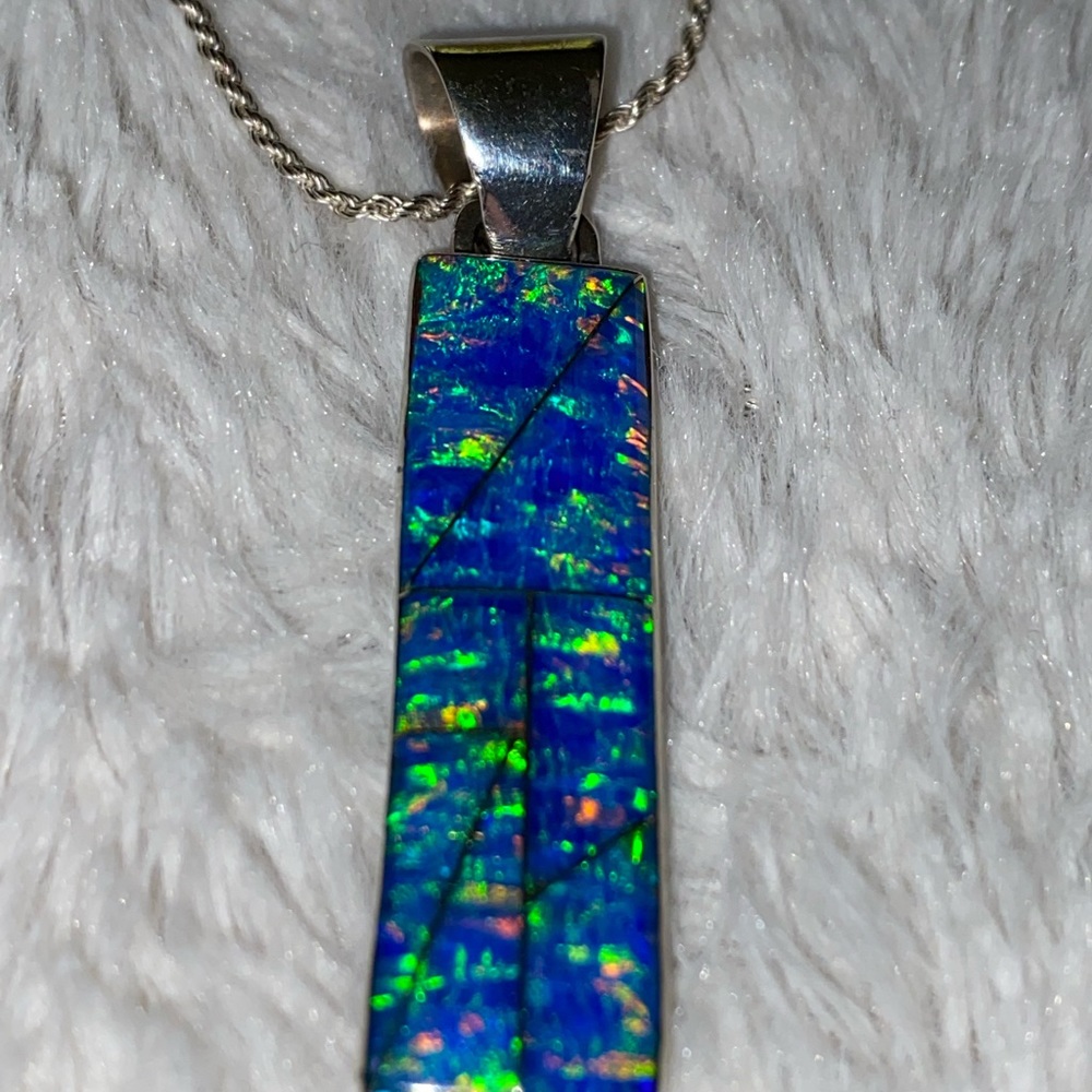 Navajo Blue Fire Opal Pendant